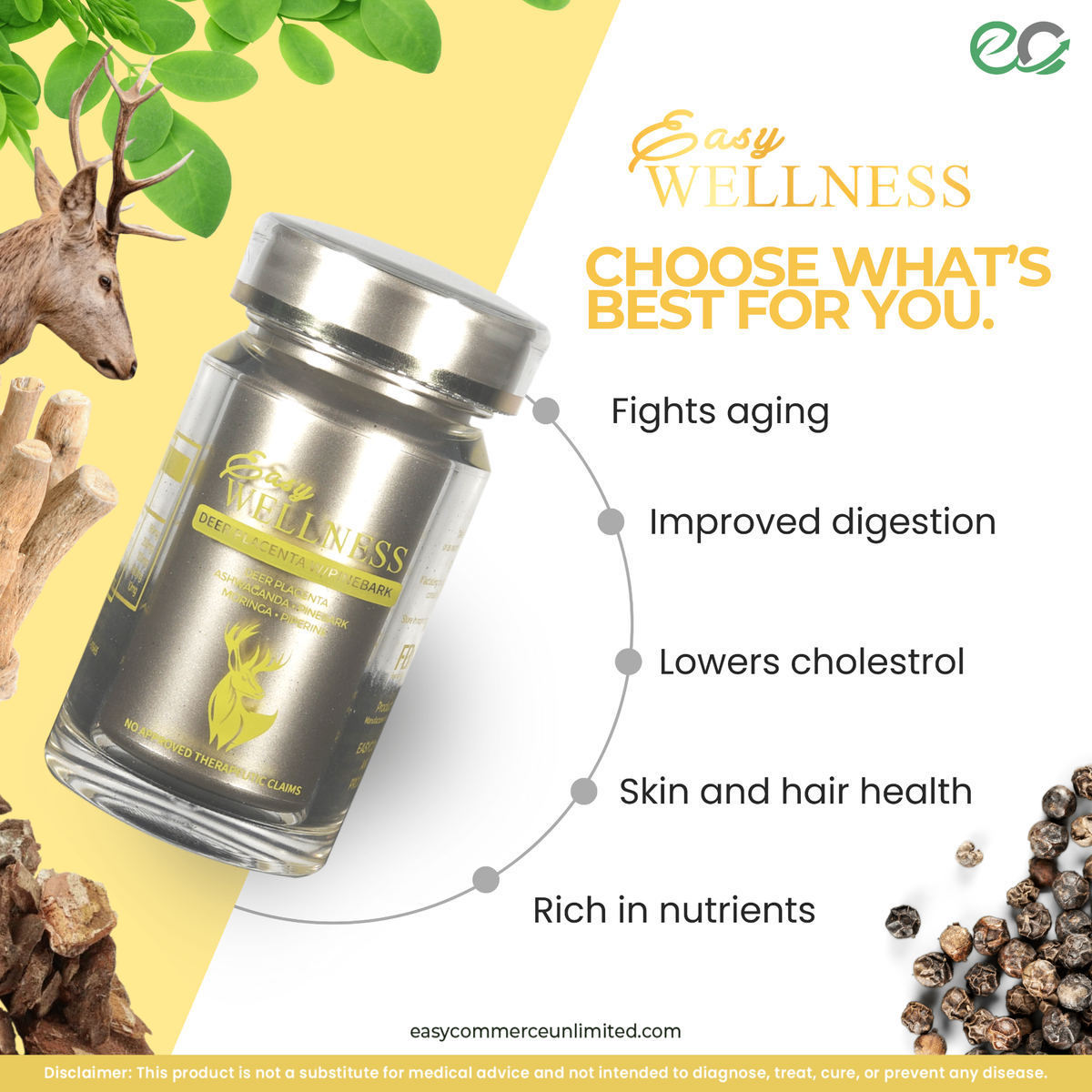 Easy Wellness Deer Placenta Stem Cell (15 Capsules)